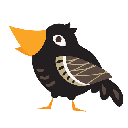 An illustration of a cute crow in format. Nice dcrow bird image for kids education and fun in nursery and schools, and decoration purposes. Birds collectionのイラスト素材