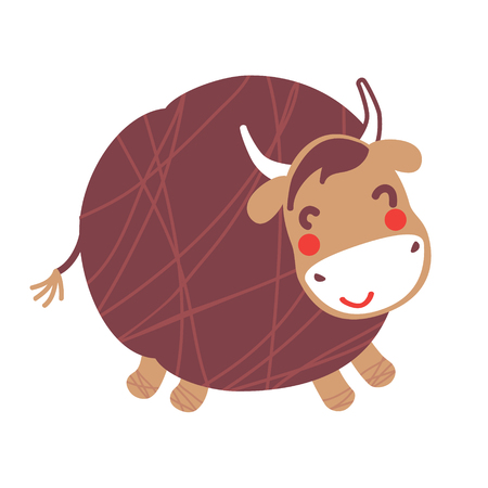 A vector illustration of big cute bull or yak. Cartoon character.のイラスト素材