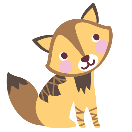 A vector illustration of cute friendly charming jackal, wolf cub, wild dog. Cartoon character.のイラスト素材