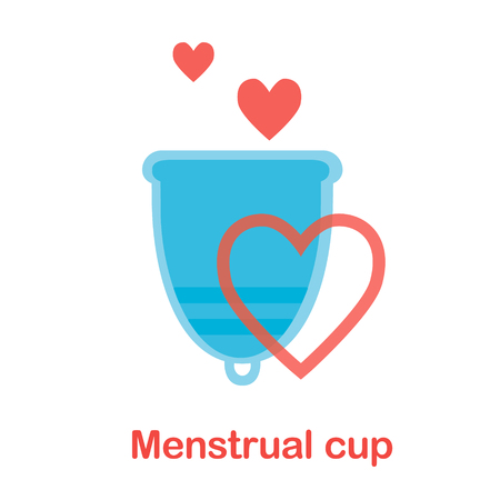 Menstrual cup - feminine hygiene product, device for collecting blood during menstruation and period.のイラスト素材