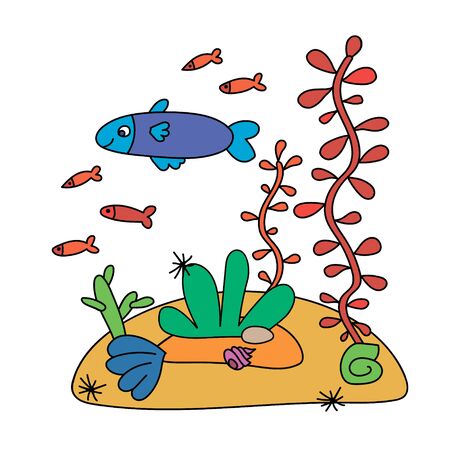 A cute  of a underwater life. Idyllic landscape.のイラスト素材