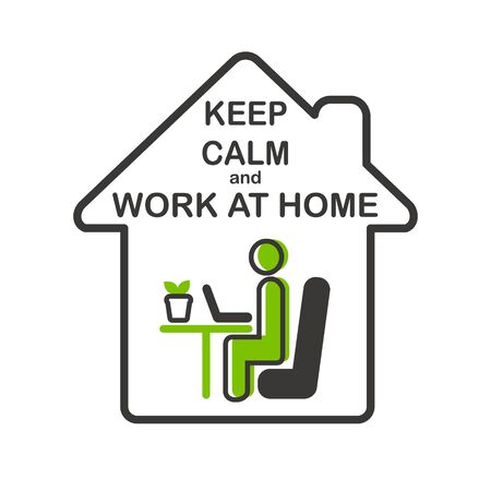 Keep calm and work at home concept vector illustration.
Coronavirus Covid-19, quarantine motivational poster. Man work at home to reduce risk of infection and spreading the virus.
のイラスト素材