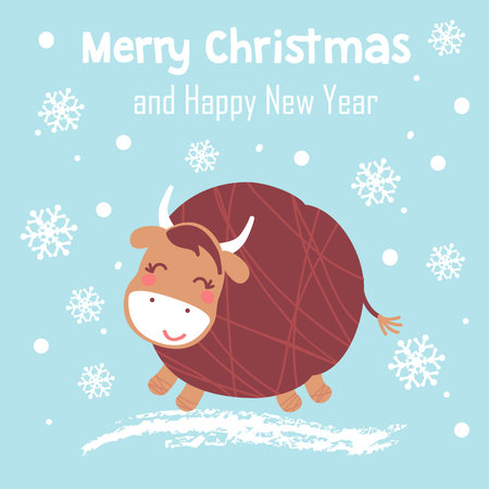 Merry Christmas and happy New Year cardのイラスト素材