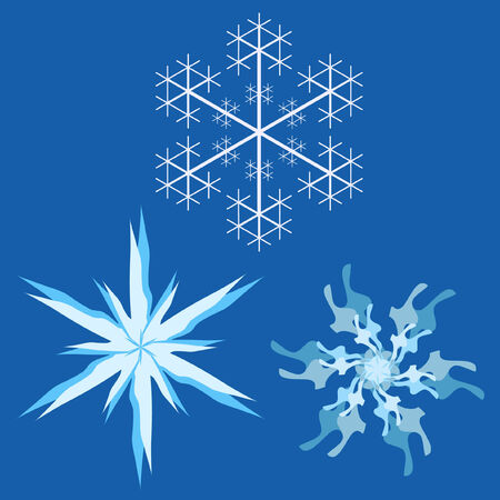 Set of 3 different styled Snowflakesのイラスト素材