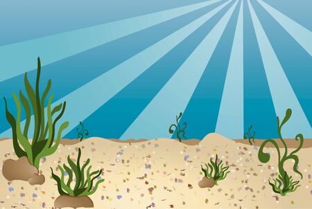 Sea bottom illustration in a cartoon like styleのイラスト素材