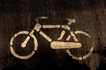 bicycle symbol on the roadの写真素材