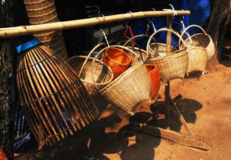 bamboo basket handcraftの写真素材