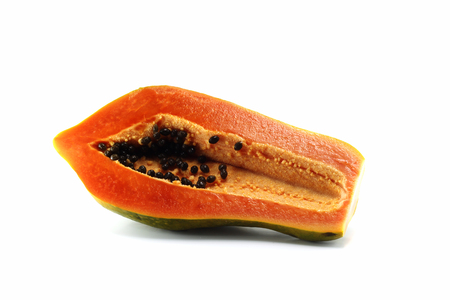 papaya riped on white backgroundの写真素材