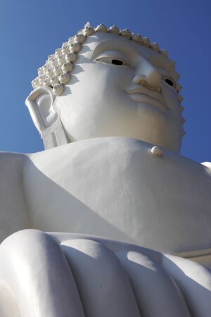 face of white budda statueの写真素材