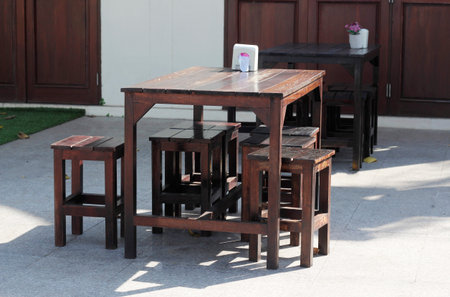 wooden tableの写真素材