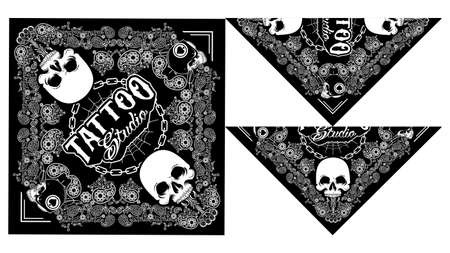 bandanas or bandana skull design paisley vectorのイラスト素材