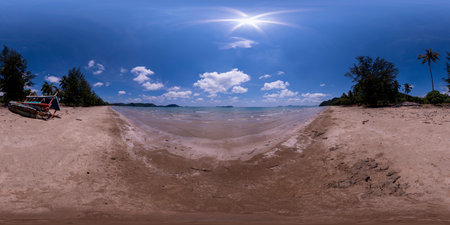 Panorama VR 360 Thung Makham Bay In Chumphon Province. Beautiful sea, clear waterThere are ruins and...
