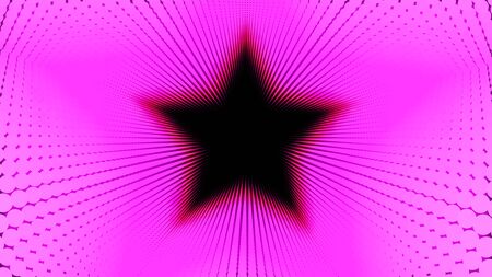 3d Illustration, Big pink dots lined up in lines It was put together until it was a star pipeの写真素材