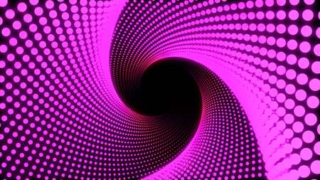 3d Illustration, Big pink dots lined up in lines It was put together until it was a triangle pipe...