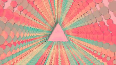 3d Illustration, Big Pastel Colors dots lined up in lines It was put together until it was a...