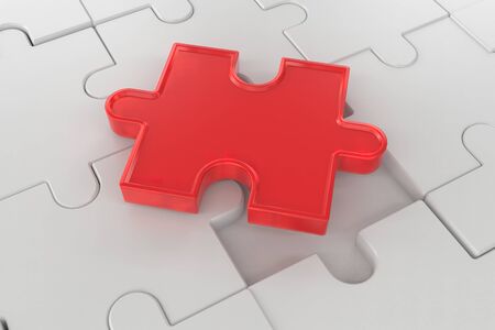 The last piece of the jigsaw puzzle to complete the mission. Includes selection path of floor and background.の写真素材