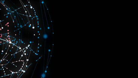 The coherence of points and lines. 3D rendering, 3d illustrates the combination of the light of light trails. Big Data connection and technologyの写真素材