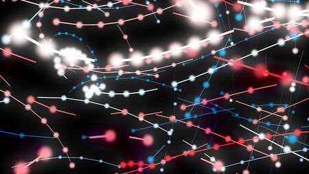 The coherence of points and lines. 3D rendering, 3d illustrates the combination of the light of light trails. Big Data connection and technologyの写真素材
