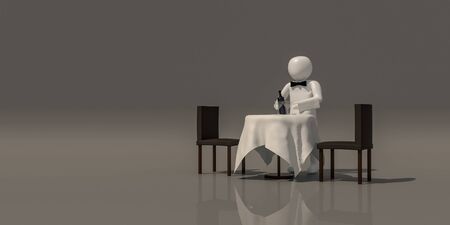 3d illustrator group of career symbols on a gray background, 3d rendering of the Waiter at restaurant. Includes a selection path.の写真素材