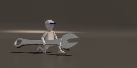 3d illustrator group of career Maintenance  symbols on a gray background, 3d rendering of the Mechanic work. Includes a selection path.の写真素材