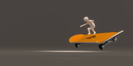 3d illustrator group of  skateboard symbols on a gray background, 3d rendering of the Playing sports. Includes a selection path.の写真素材