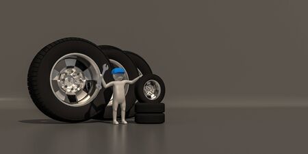 3d illustrator group of career Maintenance  symbols on a gray background, 3d rendering of the Mechanic work. Includes a selection path.の写真素材