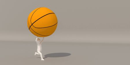 3d illustrator group of Sports symbols on a gray background, 3d rendering of the playing basketball. Includes a selection path.の写真素材