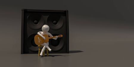 3d illustrator group of career musician symbols on a gray background, 3d rendering of the Music player. Includes a selection path.の写真素材