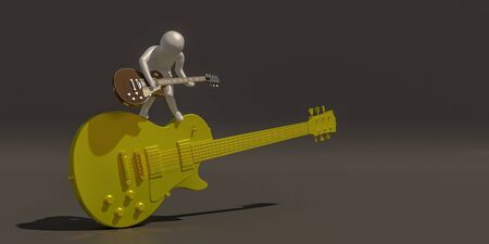 3d illustrator group of career musician symbols on a gray background, 3d rendering of the Music player. Includes a selection path.の写真素材