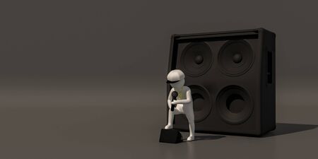 3d illustrator group of career musician symbols on a gray background, 3d rendering of the Music player. Includes a selection path.の写真素材