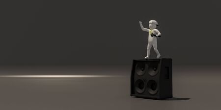 3d illustrator group of career musician symbols on a gray background, 3d rendering of the Music player. Includes a selection path.の写真素材