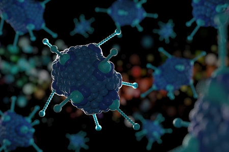 3d illustration, close up of microscope Adoeno Virus