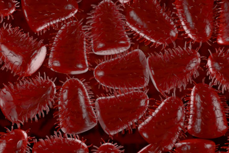 3d illustration, close up of microscope Rabies Virus