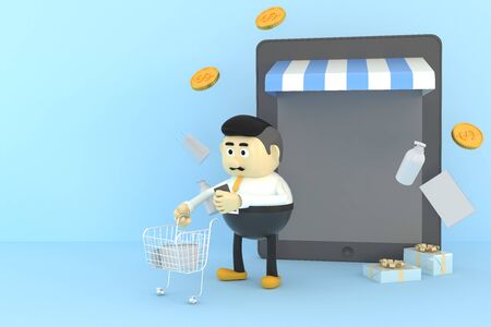 3d illustrator of  a fat man cartoon charactersの写真素材