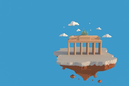 3D illustrator Berlin, Germany. 3d rendering Low Polygon Geometry Background. Abstract Polygonal Geometric Shape. Lowpoly Minimal Style Art.の写真素材