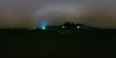 Panorama VR360 of The night sky  at Thung Kamang, Chaiyaphum, Thailand.の写真素材