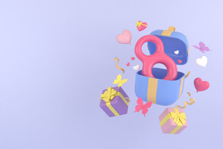 Mother's Day greeting card, 3D rendering of celebrations on special days.