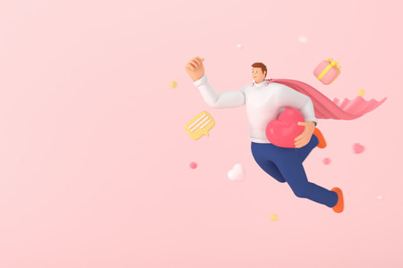 3d character in the festival of Valentine's Day. 3d rendering of graphic resourse.