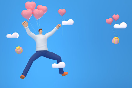 3d character in the festival of Valentine's Day. 3d rendering of graphic resourse.の写真素材