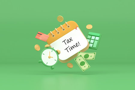 Tax Day Reminder Concept. Businessman submit tax by online concept, online tax payment and report....