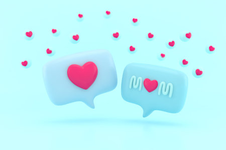 Valentine's Day and Mother's Day greeting card, 3D rendering of celebrations on special days.