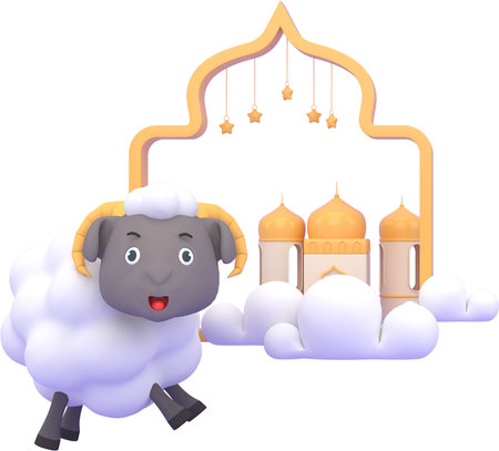 Eid al-Adha official holidays which are celebrated within Islam. 3d illustration of Eid al-Adha.の写真素材