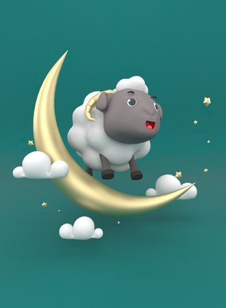 Eid al-Adha official holidays which are celebrated within Islam. 3d illustration of Eid al-Adhaの写真素材