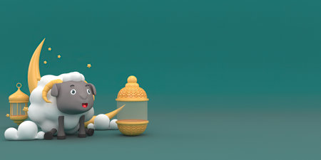 Eid al-Adha official holidays which are celebrated within Islam. 3d illustration of Eid al-Adhaの写真素材
