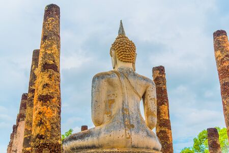 The Buddha image in Sukhothai Historical Park, Thailand.の写真素材