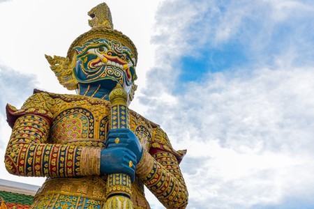 Thai giant statue in Temple at Bangkok, Thailand.の写真素材
