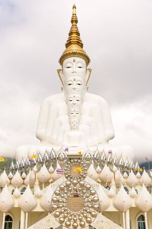 Five white Buddha image in Phetchabun, Thailand.の写真素材