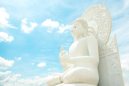 Big White Buddha image in Saraburi, Thailand.の写真素材