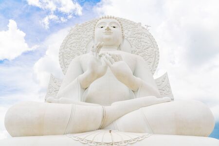 Big White Buddha image in Saraburi, Thailand.の写真素材