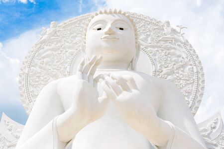 Big White Buddha image in Saraburi, Thailand.の写真素材